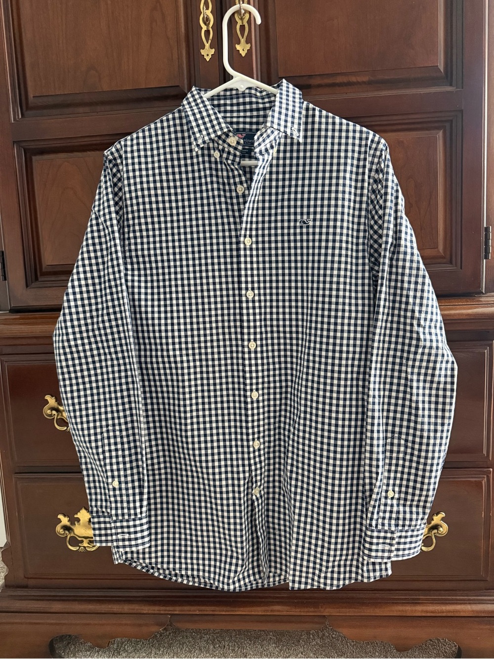 Vineyard Vines Navy and White Gingham Button-Down Shirt